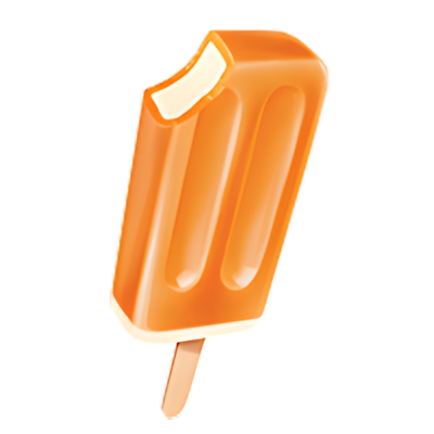 Orange popsicle with a bite taken out.